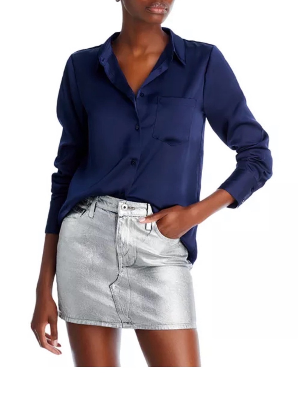Aqua Navy Long-Sleeve Button-Down Shirt